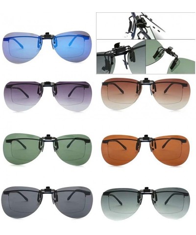 Aviator Clip On Polarized Aviator Sunglass Lenses Clip Flip Up Lenses Men Women Fashion - Blue - C118X82Q5IC $11.29
