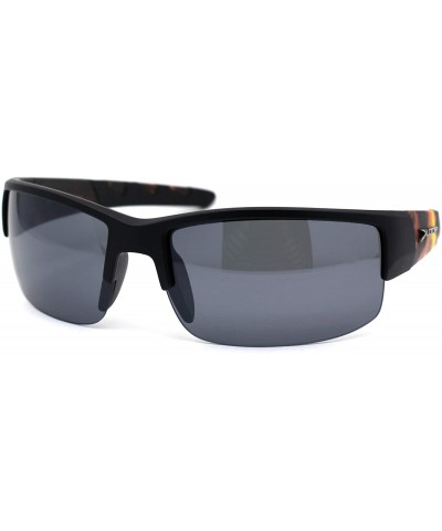 Sport Flaming Arm Rectangular Half Rim Matte Sport Sunglasses - Black Orange Black - C1195ZU557Y $23.75