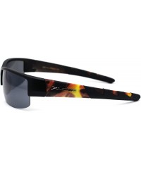 Sport Flaming Arm Rectangular Half Rim Matte Sport Sunglasses - Black Orange Black - C1195ZU557Y $13.61