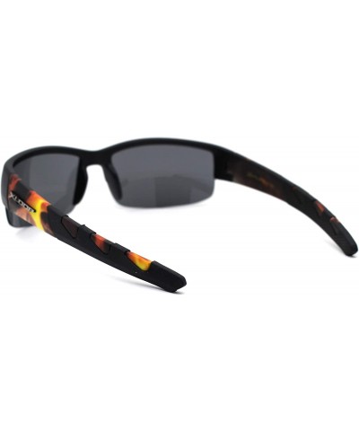 Sport Flaming Arm Rectangular Half Rim Matte Sport Sunglasses - Black Orange Black - C1195ZU557Y $13.61