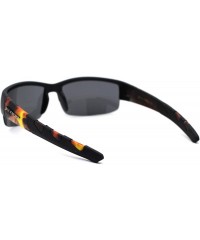 Sport Flaming Arm Rectangular Half Rim Matte Sport Sunglasses - Black Orange Black - C1195ZU557Y $13.61