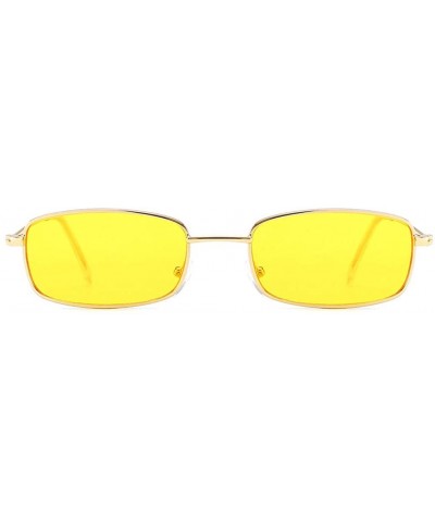Aviator Hexagonal Polarized Sunglasses Men Women Geometric Square Small Vintage Metal Frame Retro Shade Glasses - Yellow - CR...