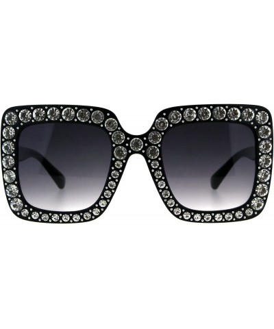 Square Bling Bling Rhinestone Sunglasses Oversized Square Womens Fashion - Black - CR18DWM6WSO $14.90