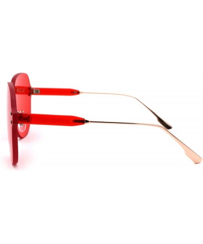 Butterfly Womens Thick Plastic Rimless Shield Butterfly Ironic Sunglasses - Red - CQ18W6LHU26 $14.24