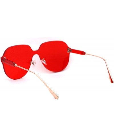 Butterfly Womens Thick Plastic Rimless Shield Butterfly Ironic Sunglasses - Red - CQ18W6LHU26 $14.24