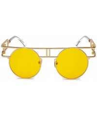 Rimless Women Men Retro Round Glasses Hollow Sunglasses Reflective Lens Metal Frame Sunglasses - Ocean Yellow - C818TY2XSKO $...