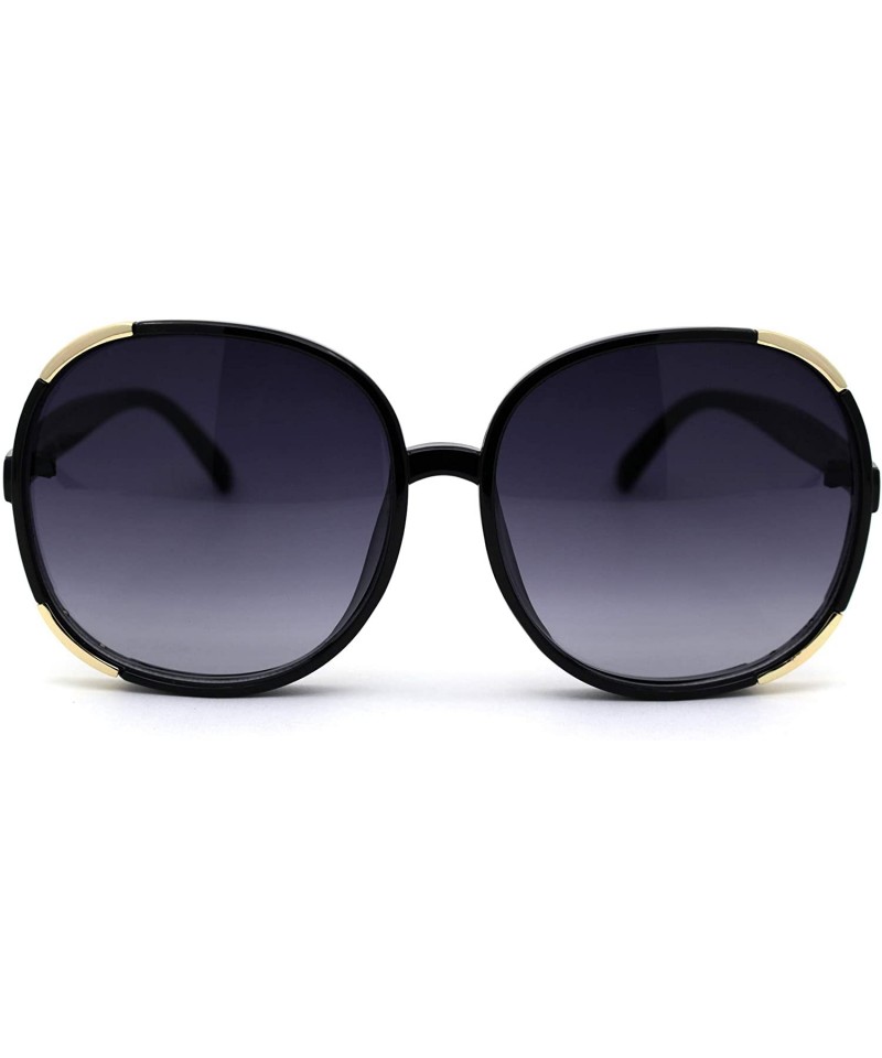 Butterfly Womens Oversize Round Butterfly Chic Plastic Sunglasses - Black Smoke - CA197LA5926 $7.64