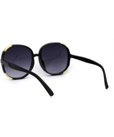 Butterfly Womens Oversize Round Butterfly Chic Plastic Sunglasses - Black Smoke - CA197LA5926 $7.64