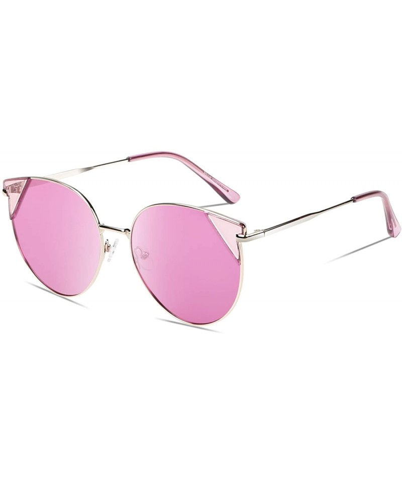 Round Vintage Retro Round Metal Polarized Sunglasses for Women 100% UV400 Protection W018 - Gold Purple - CP196EAK94T $19.37