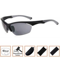 Rimless Retro Mens Womens Sports Half-Rimless Bifocal Sunglasses - Black Frame/Grey Arm - C7189X6DSO6 $23.32