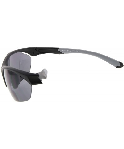 Rimless Retro Mens Womens Sports Half-Rimless Bifocal Sunglasses - Black Frame/Grey Arm - C7189X6DSO6 $23.32