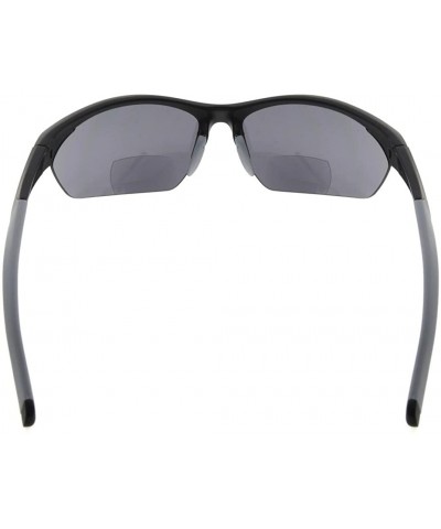 Rimless Retro Mens Womens Sports Half-Rimless Bifocal Sunglasses - Black Frame/Grey Arm - C7189X6DSO6 $23.32