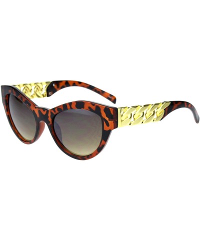 Cat Eye Womens Heavy Thick Metal Chain Arm Squared Cat Eye Sunglasses - Tortoise Brown - CL18QEK532O $18.74