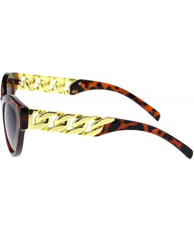 Cat Eye Womens Heavy Thick Metal Chain Arm Squared Cat Eye Sunglasses - Tortoise Brown - CL18QEK532O $9.74