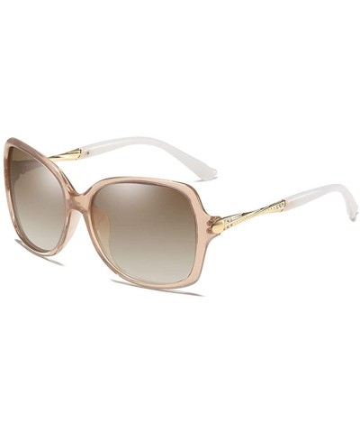 Semi-rimless Ladies Vintage Round Polarized HD TAC Sunglasses for Women Classic Retro Designer Style - D - CQ198OG79ES $31.53
