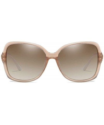 Semi-rimless Ladies Vintage Round Polarized HD TAC Sunglasses for Women Classic Retro Designer Style - D - CQ198OG79ES $14.71