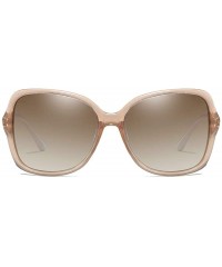 Semi-rimless Ladies Vintage Round Polarized HD TAC Sunglasses for Women Classic Retro Designer Style - D - CQ198OG79ES $14.71