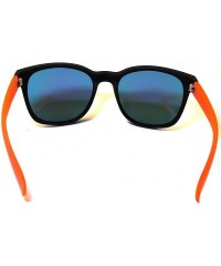 Wayfarer Flat Matte Reflective Mirror Colored Lens Style Sunglasses Black-Orange Frame - CL11N522DXT $10.32