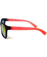 Wayfarer Flat Matte Reflective Mirror Colored Lens Style Sunglasses Black-Orange Frame - CL11N522DXT $18.48