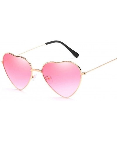 Cat Eye Retro Cat Eye Heart Sunglasses Women Metal Frame Mirror UV400 Sun Glasses Female Brand Designer Vintage - Red - CG198...