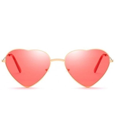 Cat Eye Retro Cat Eye Heart Sunglasses Women Metal Frame Mirror UV400 Sun Glasses Female Brand Designer Vintage - Red - CG198...