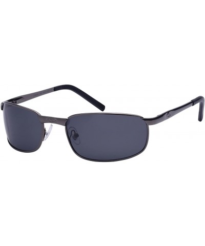 Rectangular Men's Metal Frame Sunglasses with Polarized Lens 25080S-P - Gunmetal - CT126FWO8XD $25.60