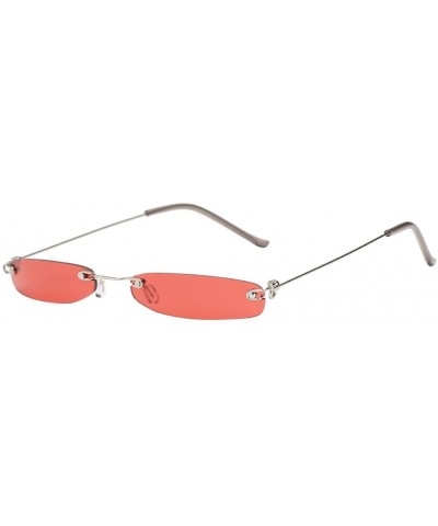 Rectangular Women Men Vintage Transparent Small Frame Sunglasses Retro Eyewear Fashion Luxury Accessory (Multicolor) - C9195M...
