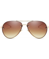 Rimless Unisex Polarized Aviator Sunglasses 62mm Metal Frameless Classic Pilot Glasses - Gradient Brown - C318OX7XDT2 $17.63