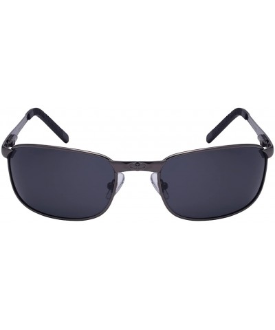 Rectangular Men's Metal Frame Sunglasses with Polarized Lens 25080S-P - Gunmetal - CT126FWO8XD $24.04