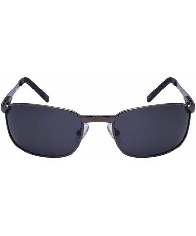 Rectangular Men's Metal Frame Sunglasses with Polarized Lens 25080S-P - Gunmetal - CT126FWO8XD $13.11