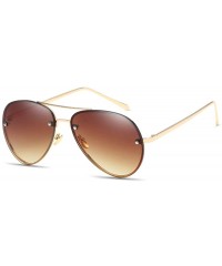 Rimless Unisex Polarized Aviator Sunglasses 62mm Metal Frameless Classic Pilot Glasses - Gradient Brown - C318OX7XDT2 $17.63