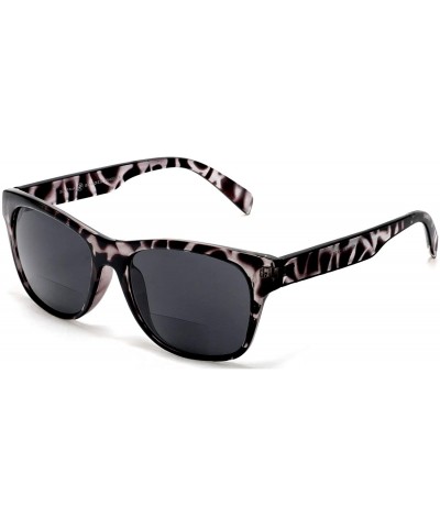Rectangular Bifocal Reading Sunglasses for Men and Women Horn Rimmed Tortoise Readers Summer Sun - Gray - CB17Z35N9AY $13.42