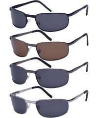 Rectangular Men's Metal Frame Sunglasses with Polarized Lens 25080S-P - Gunmetal - CT126FWO8XD $24.04