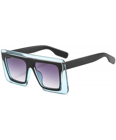 Square Sunglasses Designer Rectangle Fashion Glasses - Blue - CG199HRNX0C $27.00