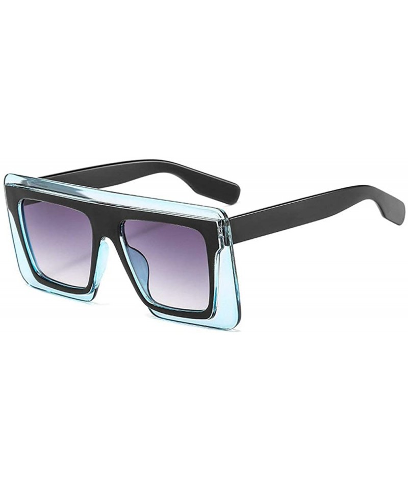Square Sunglasses Designer Rectangle Fashion Glasses - Blue - CG199HRNX0C $16.00