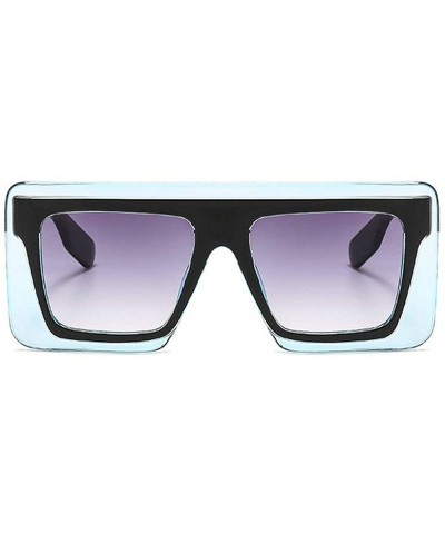 Square Sunglasses Designer Rectangle Fashion Glasses - Blue - CG199HRNX0C $16.00