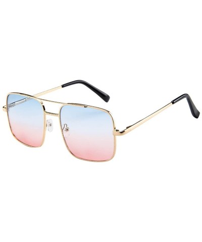 Aviator Men's Women's Sunglasses - Square Polarized Oversized Aviator Cat Vintage Eyewear - Metal Frame Sunglasses - D - CE18...