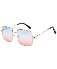 Aviator Men's Women's Sunglasses - Square Polarized Oversized Aviator Cat Vintage Eyewear - Metal Frame Sunglasses - D - CE18...