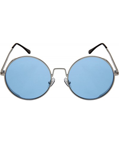 Oval Round Side Shield Sunglasses w/Flat Color Lens 5123-PARENT - Silver - CQ185KMWO39 $8.13
