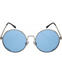 Oval Round Side Shield Sunglasses w/Flat Color Lens 5123-PARENT - Silver - CQ185KMWO39 $8.13