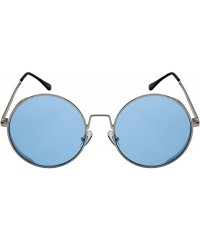 Oval Round Side Shield Sunglasses w/Flat Color Lens 5123-PARENT - Silver - CQ185KMWO39 $8.13