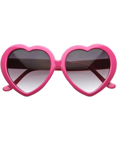 Oversized Large Oversized Womens Heart Shaped Sunglasses Cute Love Fashion Eyewear (Hot Pink) - CW11NZMILEJ $20.37