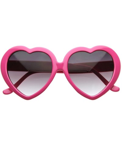 Oversized Large Oversized Womens Heart Shaped Sunglasses Cute Love Fashion Eyewear (Hot Pink) - CW11NZMILEJ $12.86