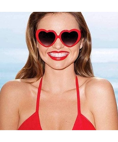 Oversized Large Oversized Womens Heart Shaped Sunglasses Cute Love Fashion Eyewear (Hot Pink) - CW11NZMILEJ $12.86