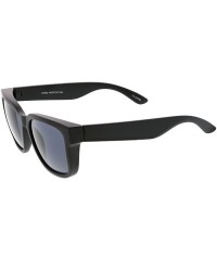 Oversized Classic Wide Arms Neutral Colored Square Lens Horn Rimmed Sunglasses 55mm - Shiny Black / Smoke - CK188K9XC44 $9.63