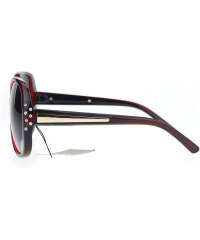 Butterfly Womens Rhinestone Studded Oversize Fashion Plastic Butterfly Sunglasses - Red Black - C412O2VTICW $11.07