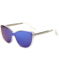 Shield Clear Frame One Piece Cat Eye Shield Lens Sunglasses - Blue - C5198E8NA2U $26.65