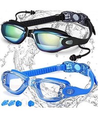 Goggle Unisex Swimming Goggles Glasses- Colorful HD Waterproof Anti-Fog Full Frame Goggles - Black - CW196LXLSA9 $9.18