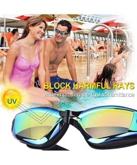 Goggle Unisex Swimming Goggles Glasses- Colorful HD Waterproof Anti-Fog Full Frame Goggles - Black - CW196LXLSA9 $9.18