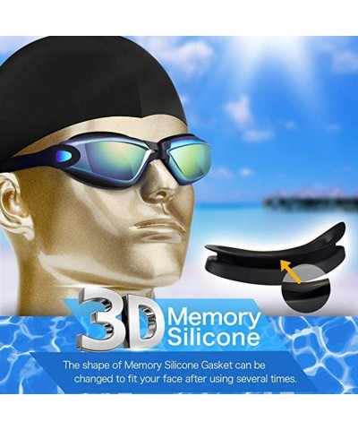 Goggle Unisex Swimming Goggles Glasses- Colorful HD Waterproof Anti-Fog Full Frame Goggles - Black - CW196LXLSA9 $9.18